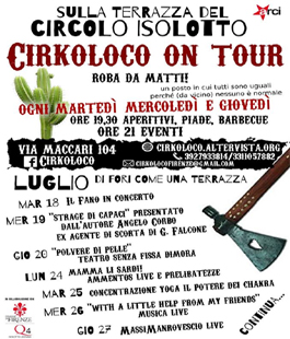 ''Cirkoloco on tour'': gli appuntamenti del mese di Luglio al Circo Arci Isolotto