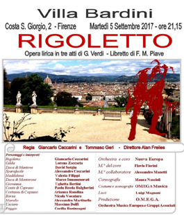 ''Omega Festival 2017'': Rigoletto di Giuseppe Verdi in scena a Villa Bardini