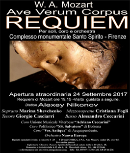Omega Festival: ''Requiem'' di Mozart nel Complesso monumentale di Santo Spirito