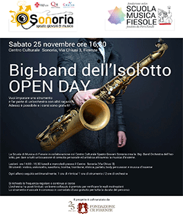 Big-band dell'Isolotto al Sonoria: Open Day dei corsi gratuiti della Scuola di Musica di Fiesole