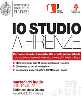 ''Io studio a Firenze'', serata dedicata all'orientamento universitario alla Biblioteca delle Oblate